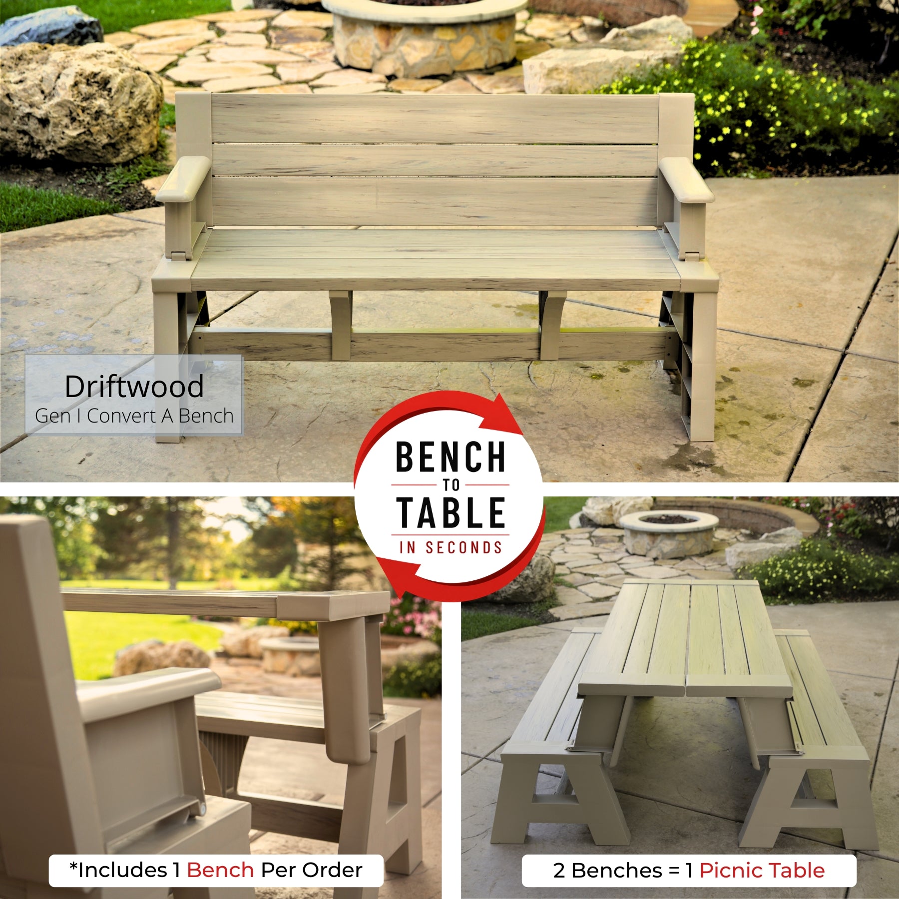 Convert A Bench Pattern Outdoor Bench Table - Convertible Bench – Convert a Bench