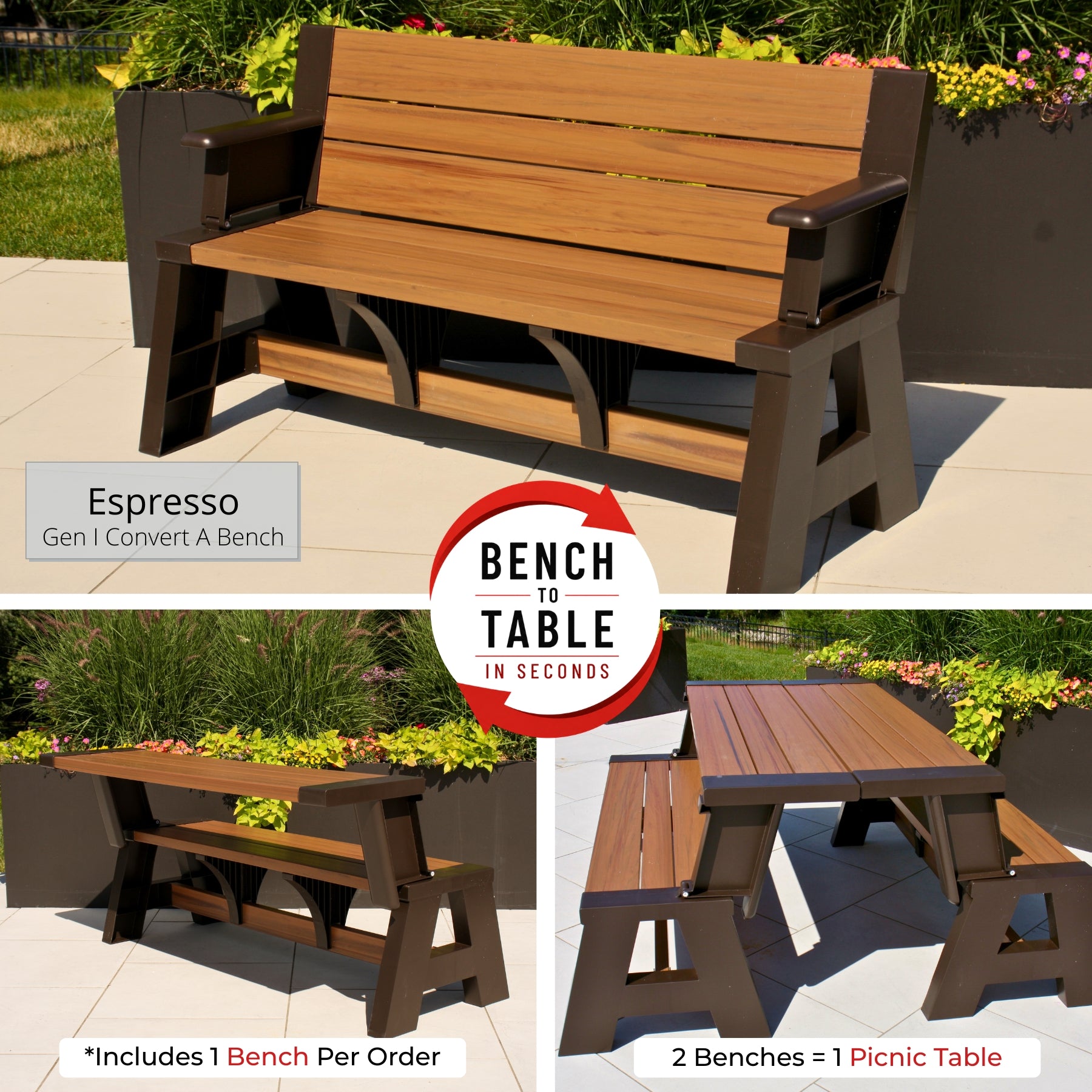 Convert A Bench Outdoor Bench Table - Convertible Bench – Convert a Bench