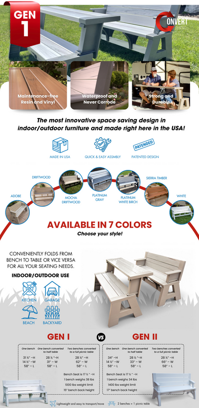 Convert A Bench Outdoor Bench Table - Convertible Bench – Convert a Bench