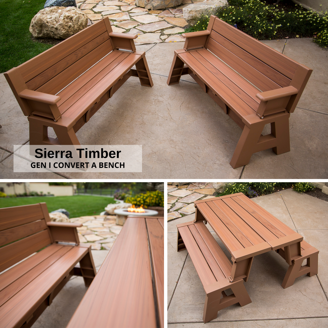 Wooden Picnic Bench Table That Folds Into A Bench Outdoor Bench